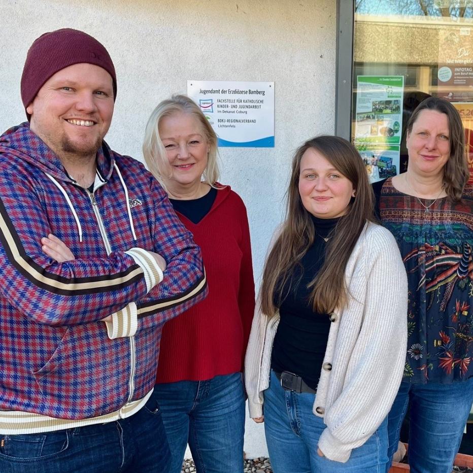 Das Team im Dekanat Coburg (v.l.): Cody Axtman, Beate Walta, Corinna Schnapp und Jutta Laube.
