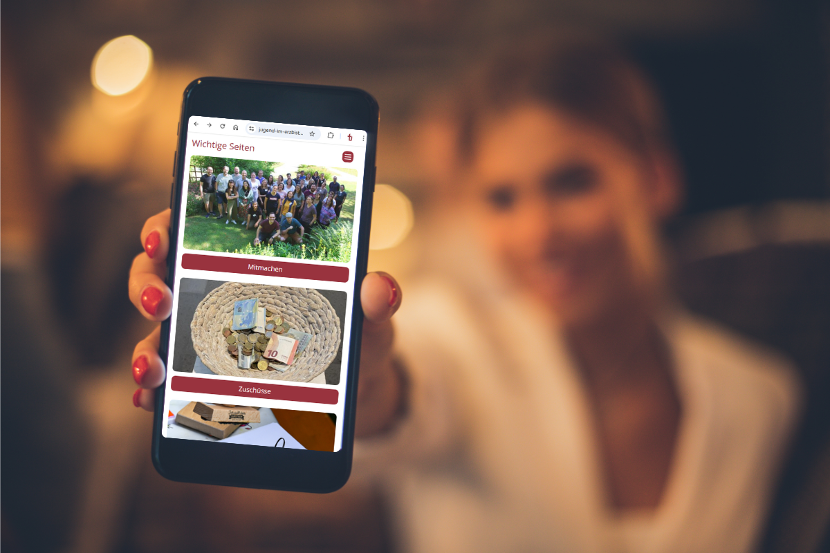 Die neue Webseite jugend-im-erzbistum.de auf dem Smartphone.